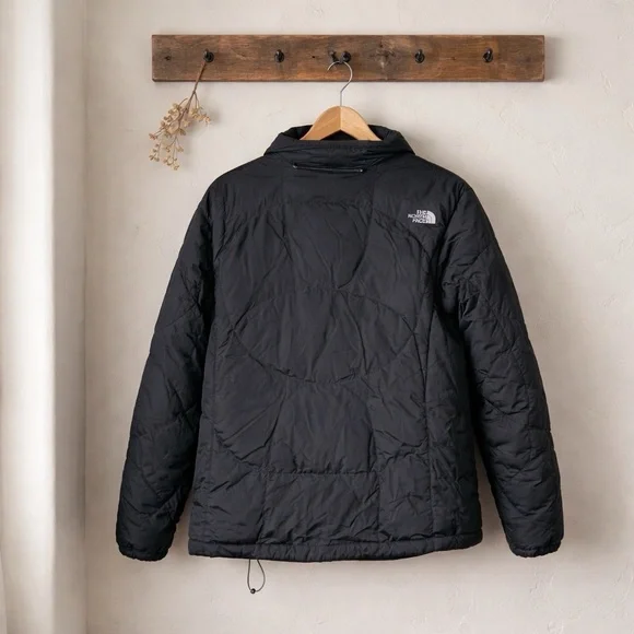 The North Face Black Puffer Jacket with Gray Collar - L - Picture 3 of 8